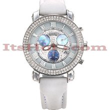 Diamond Benny Co Watch Ice Dial Watch 2.9ct Mens White