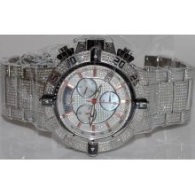 Diamond Watch Mens Kc Techno 55mm 10ct Diamonds Chrome Big