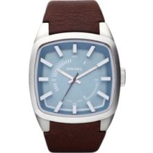 Diesel Brown Silver Tone Stainless Steel and Brown Leather Watch