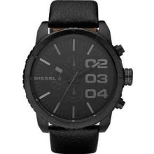 Diesel Dz4216 Chronograph Oversized Black Leather Strap Men's Watch