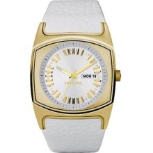 Diesel Gold-Tone White Leather Women's Watch DZ5253