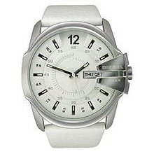 Diesel Leather Strap Watch In White