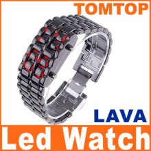 Digital Lava Style Red LED Faceless Watch For Women