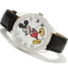 Disney Women's Crystal Accented Sunray Dial Strap Watch MICKEY MOUSE