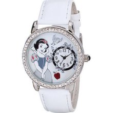 Disney Women's Watch Snow White Rhinestone Accent Dial White Leather Watch.