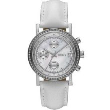 Dkny Ny8341 Unisex White Leather Stainless Steel Case Watch