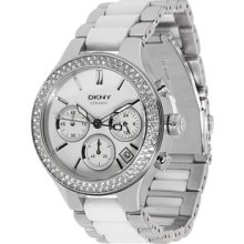 DKNY Stone-Topring Ceramic Chronograph Watch