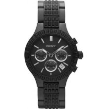 Dkny Women's Dona Karen York Chrono Watch Ny8316 Black Crystal Link Quartz