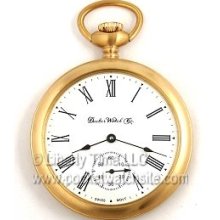 Dueber Watch Co Swiss Wind Up Pocket Watch Roman Brushed Gold OF