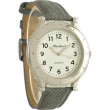 Eddie Bauer Bainbridge Mens Gray Denim Leather Watch