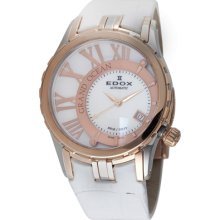 EDOX Watches Edox Women's Mother of Pearl Dial White Calfskin White C