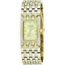 Elgin Mens Watch w/Austrian Crystal Accents, Mother-of-Pearl Dial and Crystal/GT Band