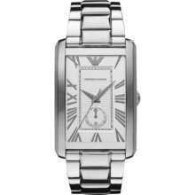 Emporio Armani Men's Classic AR1607 Silver Stainless-Steel Quartz Watch with Silver Dial