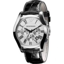 Emporio Armani Mens Croco Silver Chron Watch Ar0669