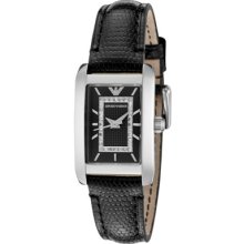 Emporio Armani Watches Women's Classic White Diamond Black Textured Di