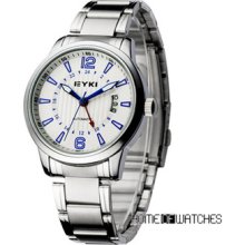 Eyki Deluxe Calendar Automatic Mechanical Men Analog Stainless Steel Wrist Watch