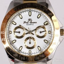 Famous Style Small Dial Decorate White Dial Golden Rim 2-tone Stainl