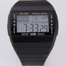 Fashion 24 Animation Date Waterproof Sport Electronic Digital Wrist Watch Black