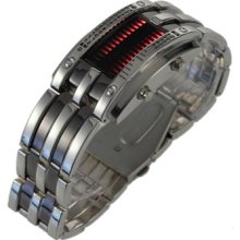 Fashion Binary Digital Watch Led Watch Metal Band Boys Mans Gift Good