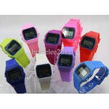 Fashion Color Women Silicone F-91 Watches Men Sport Digital F91 Thin