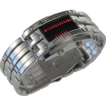 Fashion Gift Boy Men Women Binary Digital Led Quartz Watch Metal Band