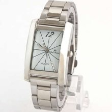 Fashion Men's White Square Dial Stainless Quartz Watch