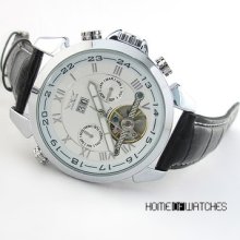 Fashion Pop Automatic Mechanical Date/day Commercial Men's Leather Wrist Watch