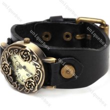 Fashion Punk Women Retro Carving Leather Quartz Wrist Watch 7 Colors Gift