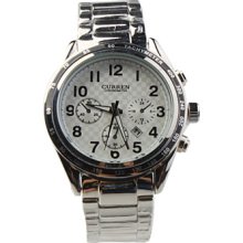 Fashion White Dial Stainless Men's Steel Wrist Watch