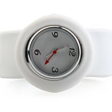 Fashiona Silicone Band Women Casual Jelly Clap Watch - White