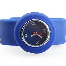 Fashiona Silicone Band Women Casual Jelly Clap Watch - Blue