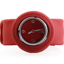 Fashiona Silicone Band Women Casual Jelly Clap Watch - Red