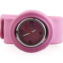 Fashiona Silicone Band Women Casual Jelly Clap Watch - Peach Red