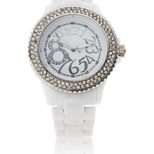 Fashionable Quartz Wrist Watch with White Plastic Band