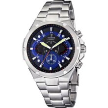 Festina Men's Quartz Watch With Blue Dial Chronograph Display And Silver Stainless Steel Bracelet F6815/2