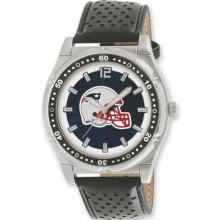 Football Watches - Men's Leather Strap New England Patriots Stainless Watch