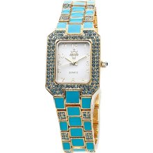 Forever Deco Enamel And Pave Crystal Bracelet Watch