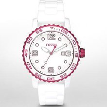 Fossil Ce5014 Riley White Red Ceramic Silicon Ladies Women's Watch