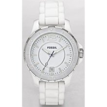 Fossil Ceramic Silicone Strap White Dial Women's watch #CE1034