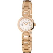 Fossil Es2742 Rose Gold Tone Three Hand White Dial