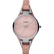 Fossil Georgia Pink Leather Ladies Watch Es3076