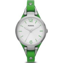 Fossil Georgia Three Hand Leather Watch - Green - ES3298