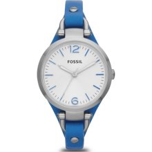 Fossil Georgia Three Hand Leather Watch - Blue - ES3297