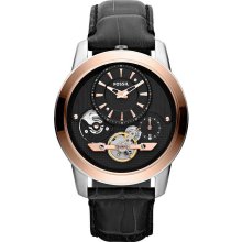 Fossil Grant Black Leather Automatic Mens Watch Me1125