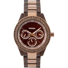 Fossil Stella Chocolate And Rose Gold-Tone Ladies Watch Es2955