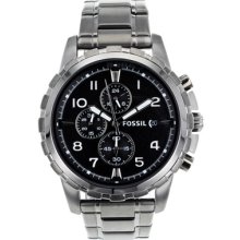 Fossil Watches Men's Dean Chronograph Black Dial Black IP Stainless St