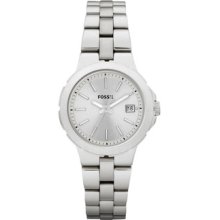 Fossil Womens Am4407 Sylvia Analog Silver Dial Stainless Watch