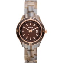 Fossil Womens Es3094 Mini Stella Brown Dial Watch