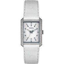 Fossil Women's Fs4415 White Leather Crystal Watch