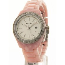 Fossil Women's Mini Stella Crystal Bezel Pink Pearlized Date Watch ES2